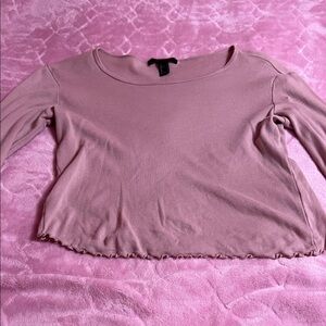forever21 pink cropped long sleeve tee